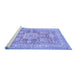 Sideview of Machine Washable Medallion Blue Traditional Rug, wshtr4690blu