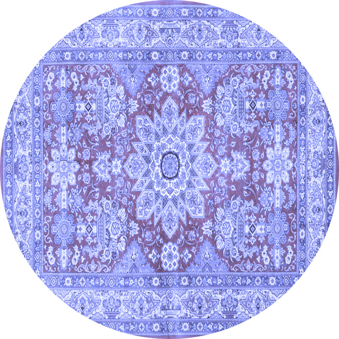 Round Medallion Blue Traditional Rug, tr4690blu