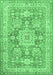 Machine Washable Medallion Emerald Green Traditional Area Rugs, wshtr4690emgrn