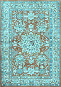 Medallion Light Blue Traditional Rug, tr4690lblu