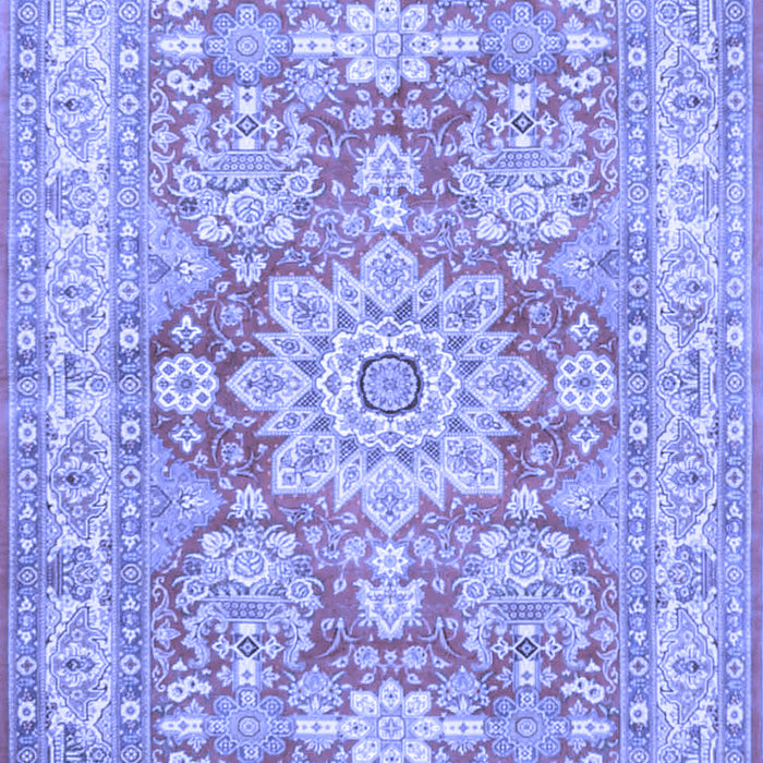 Machine Washable Medallion Blue Traditional Rug, wshtr4690blu