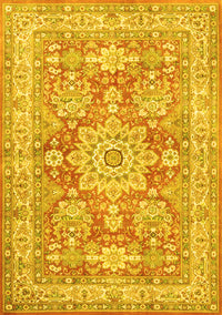 Medallion Yellow Traditional Rug, tr4690yw