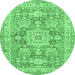 Round Medallion Emerald Green Traditional Rug, tr4690emgrn