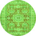 Machine Washable Medallion Green Traditional Area Rugs, wshtr4690grn