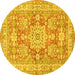 Round Medallion Yellow Traditional Rug, tr4690yw