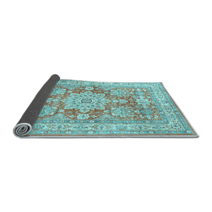 Sideview of Medallion Light Blue Traditional Rug, tr4690lblu