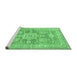 Sideview of Machine Washable Medallion Emerald Green Traditional Area Rugs, wshtr4690emgrn