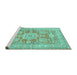 Sideview of Machine Washable Medallion Turquoise Traditional Area Rugs, wshtr4690turq