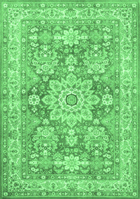 Medallion Emerald Green Traditional Rug, tr4690emgrn