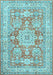 Machine Washable Medallion Light Blue Traditional Rug, wshtr4690lblu