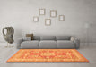 Machine Washable Medallion Orange Traditional Area Rugs in a Living Room, wshtr4690org