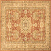 Square Machine Washable Medallion Brown Traditional Rug, wshtr4690brn