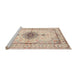 Sideview of Machine Washable Traditional Deep Peach Orange Rug, wshtr4691