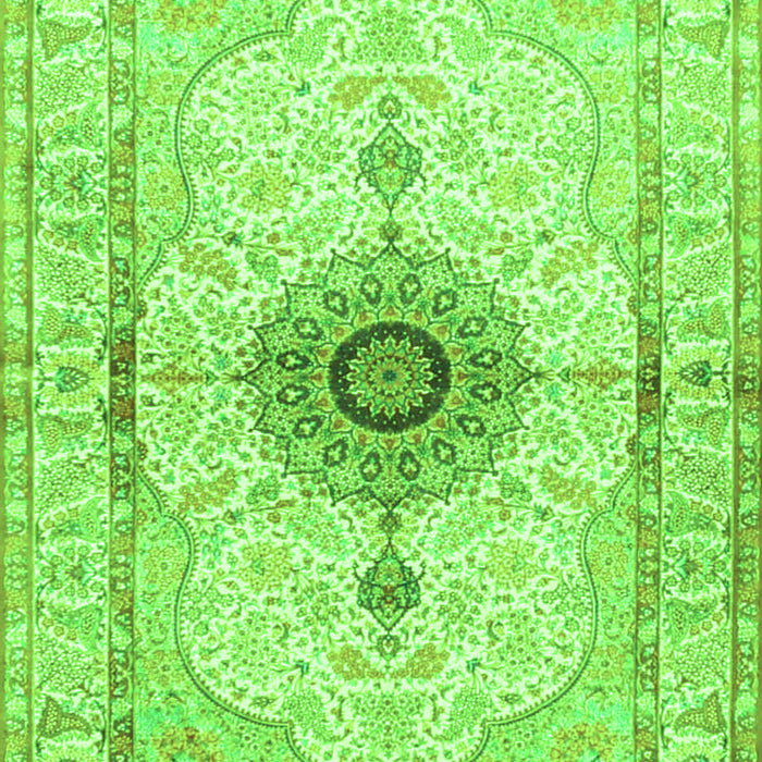 Serging Thickness of Machine Washable Medallion Green Traditional Area Rugs, wshtr4691grn