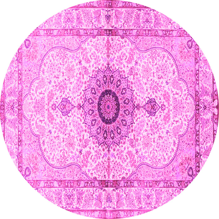 Round Medallion Pink Traditional Rug, tr4691pnk