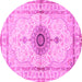 Round Medallion Pink Traditional Rug, tr4691pnk