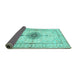 Sideview of Medallion Turquoise Traditional Rug, tr4691turq