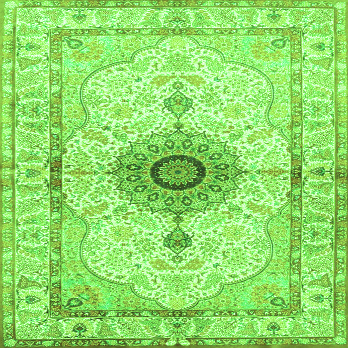 Serging Thickness of Medallion Green Traditional Rug, tr4691grn