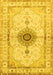 Machine Washable Medallion Yellow Traditional Rug, wshtr4691yw