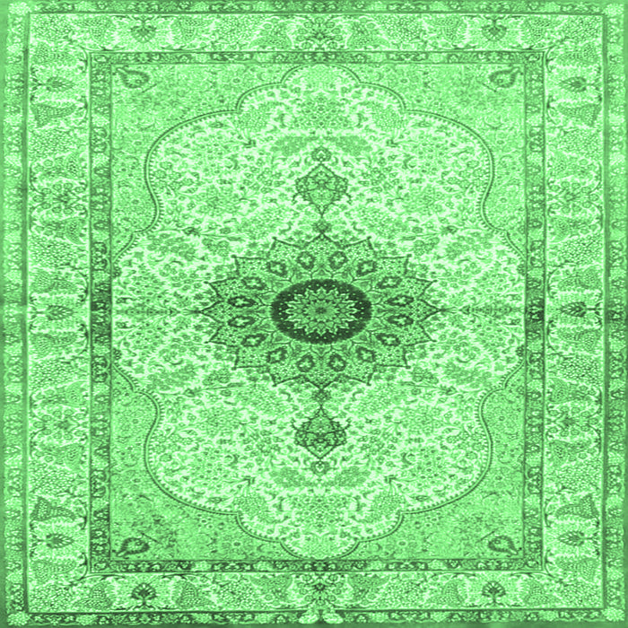 Square Medallion Emerald Green Traditional Rug, tr4691emgrn