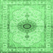 Square Medallion Emerald Green Traditional Rug, tr4691emgrn