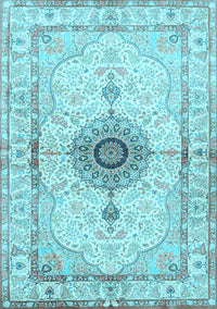 Medallion Light Blue Traditional Rug, tr4691lblu