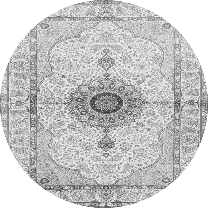 Machine Washable Medallion Gray Traditional Rug, wshtr4691gry