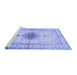 Sideview of Machine Washable Medallion Blue Traditional Rug, wshtr4691blu