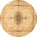 Round Medallion Brown Traditional Rug, tr4691brn