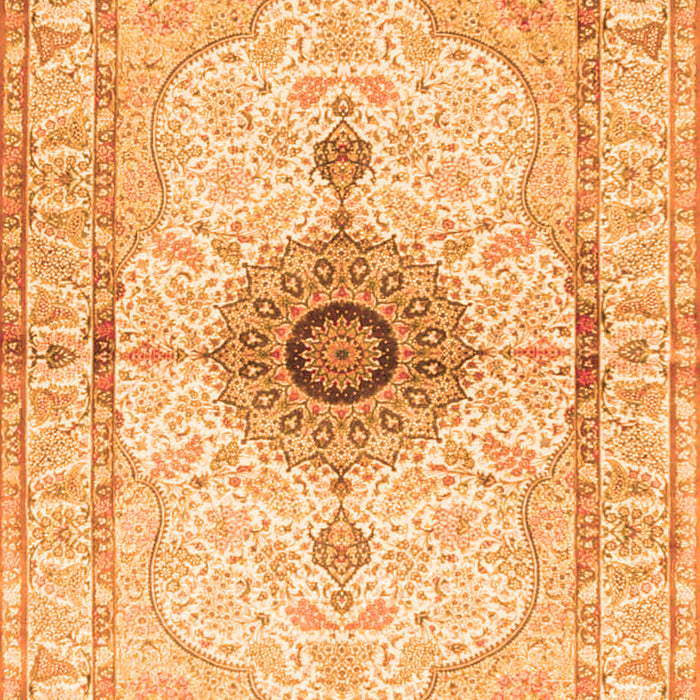 Serging Thickness of Machine Washable Medallion Orange Traditional Area Rugs, wshtr4691org