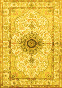 Medallion Yellow Traditional Rug, tr4691yw