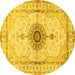 Round Medallion Yellow Traditional Rug, tr4691yw