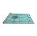 Sideview of Machine Washable Medallion Light Blue Traditional Rug, wshtr4691lblu