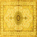 Square Medallion Yellow Traditional Rug, tr4691yw