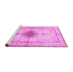 Sideview of Machine Washable Medallion Pink Traditional Rug, wshtr4691pnk