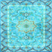 Square Medallion Light Blue Traditional Rug, tr4692lblu