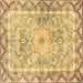 Square Medallion Brown Traditional Rug, tr4692brn