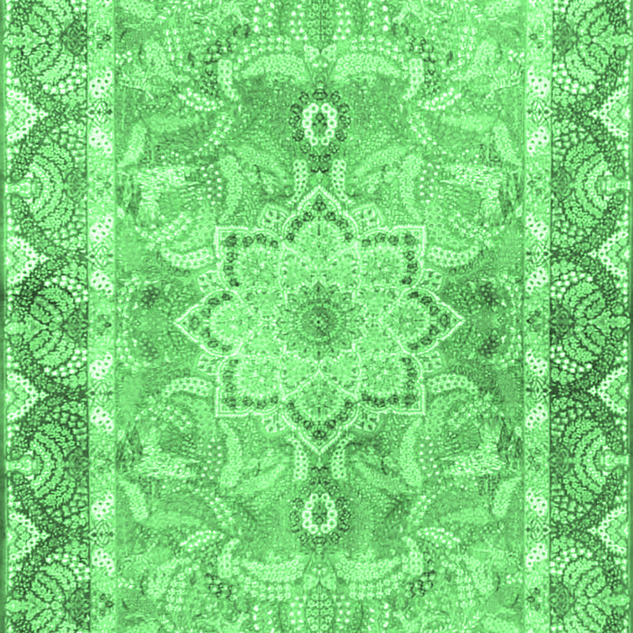 Machine Washable Medallion Emerald Green Traditional Area Rugs, wshtr4692emgrn