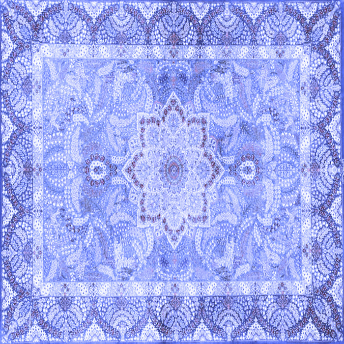 Square Medallion Blue Traditional Rug, tr4692blu