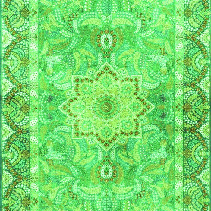 Serging Thickness of Machine Washable Medallion Green Traditional Area Rugs, wshtr4692grn