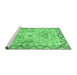 Sideview of Machine Washable Medallion Emerald Green Traditional Area Rugs, wshtr4692emgrn