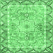 Square Machine Washable Medallion Emerald Green Traditional Area Rugs, wshtr4692emgrn