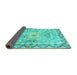 Sideview of Medallion Turquoise Traditional Rug, tr4692turq