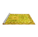 Sideview of Machine Washable Medallion Yellow Traditional Rug, wshtr4692yw