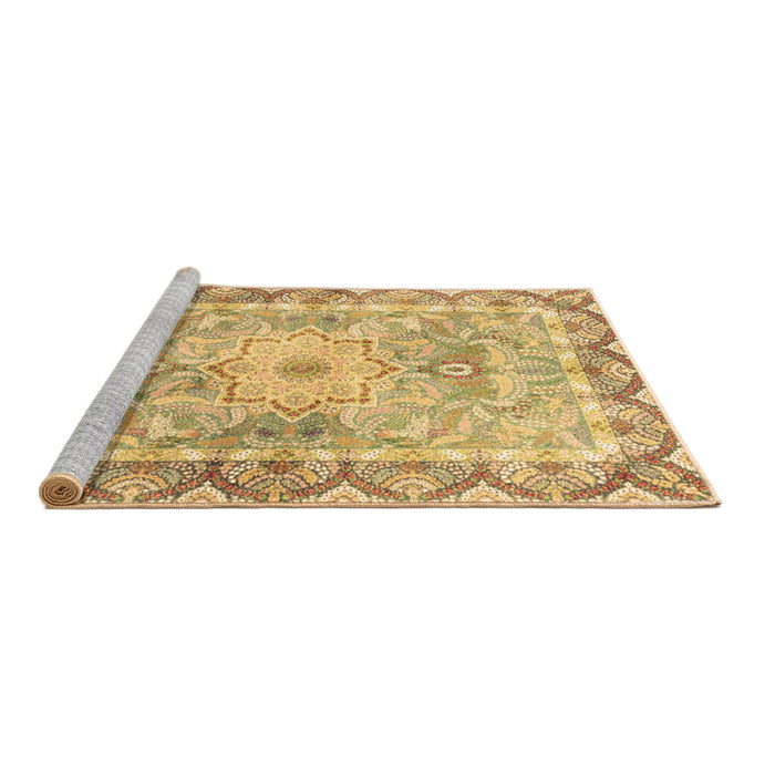Sideview of Machine Washable Medallion Brown Traditional Rug, wshtr4692brn