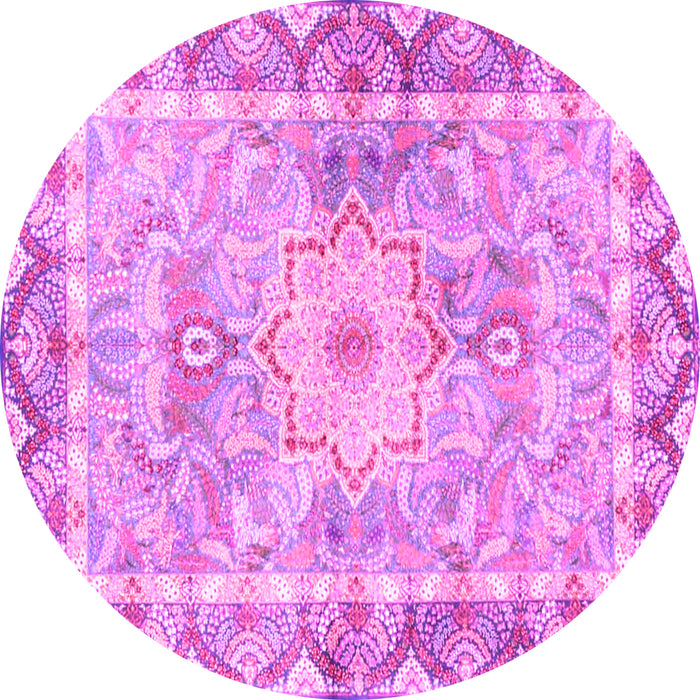 Round Medallion Pink Traditional Rug, tr4692pnk