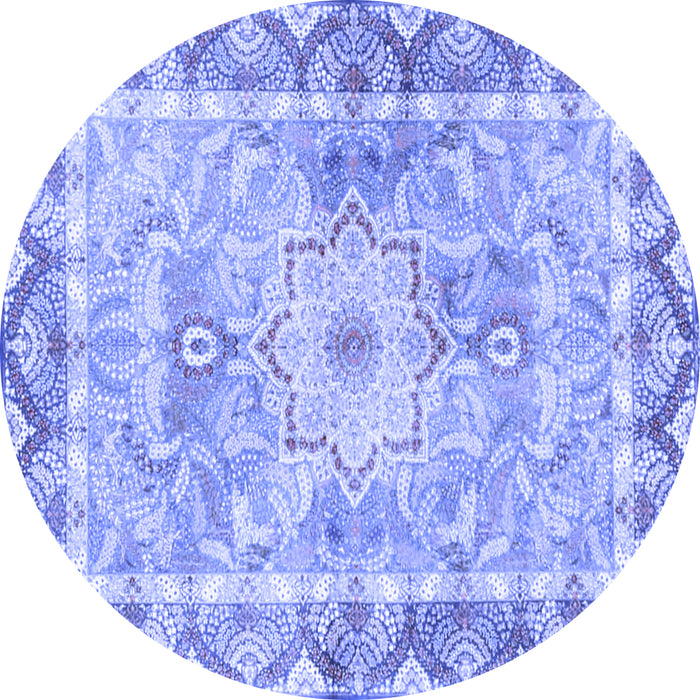 Round Medallion Blue Traditional Rug, tr4692blu