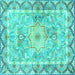 Square Medallion Turquoise Traditional Rug, tr4692turq