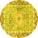 Round Medallion Yellow Traditional Rug, tr4692yw