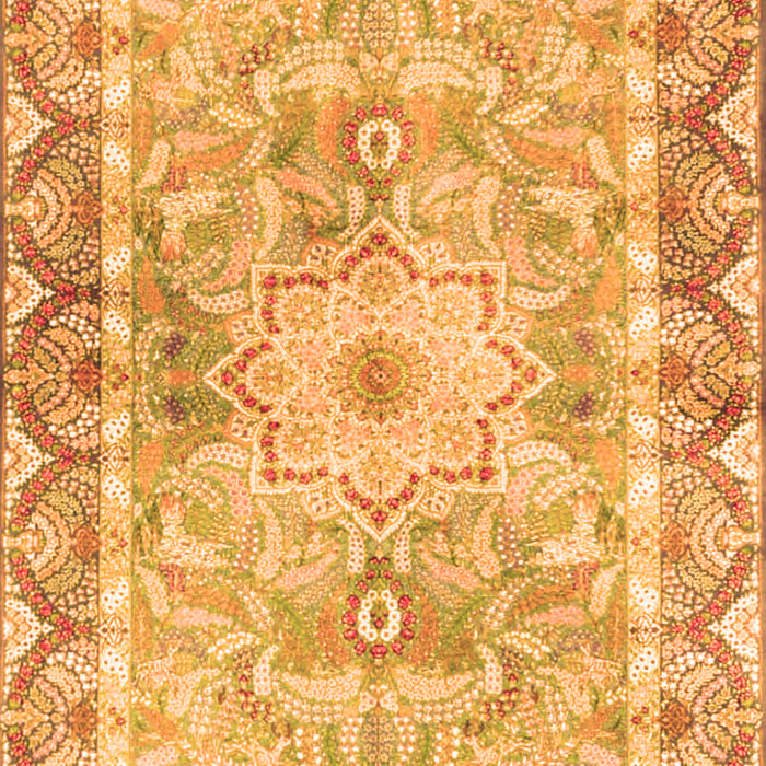 Serging Thickness of Machine Washable Medallion Orange Traditional Area Rugs, wshtr4692org